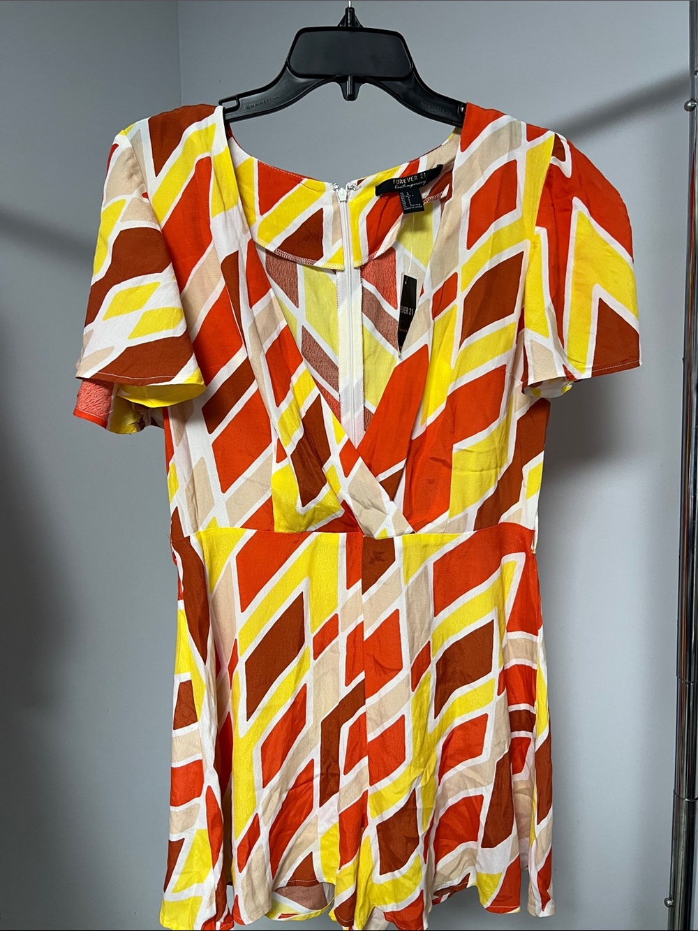 Forever 21 Retro Chevron Surplice Dress in Orange, Yellow & Brown jumper
